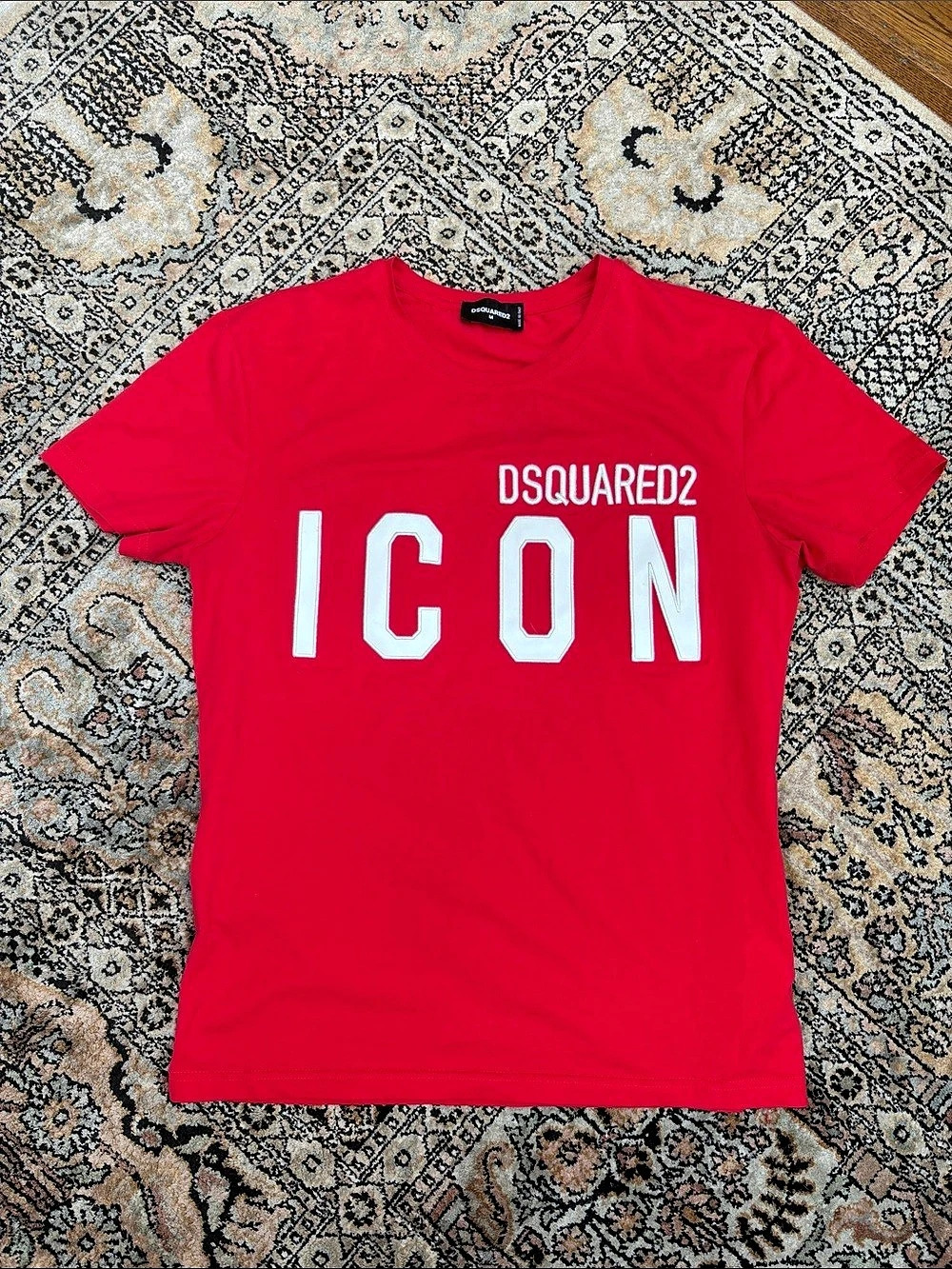 Dsquared2 Icon Logo Print T-Shirt Graphic Tee Red & White Medium